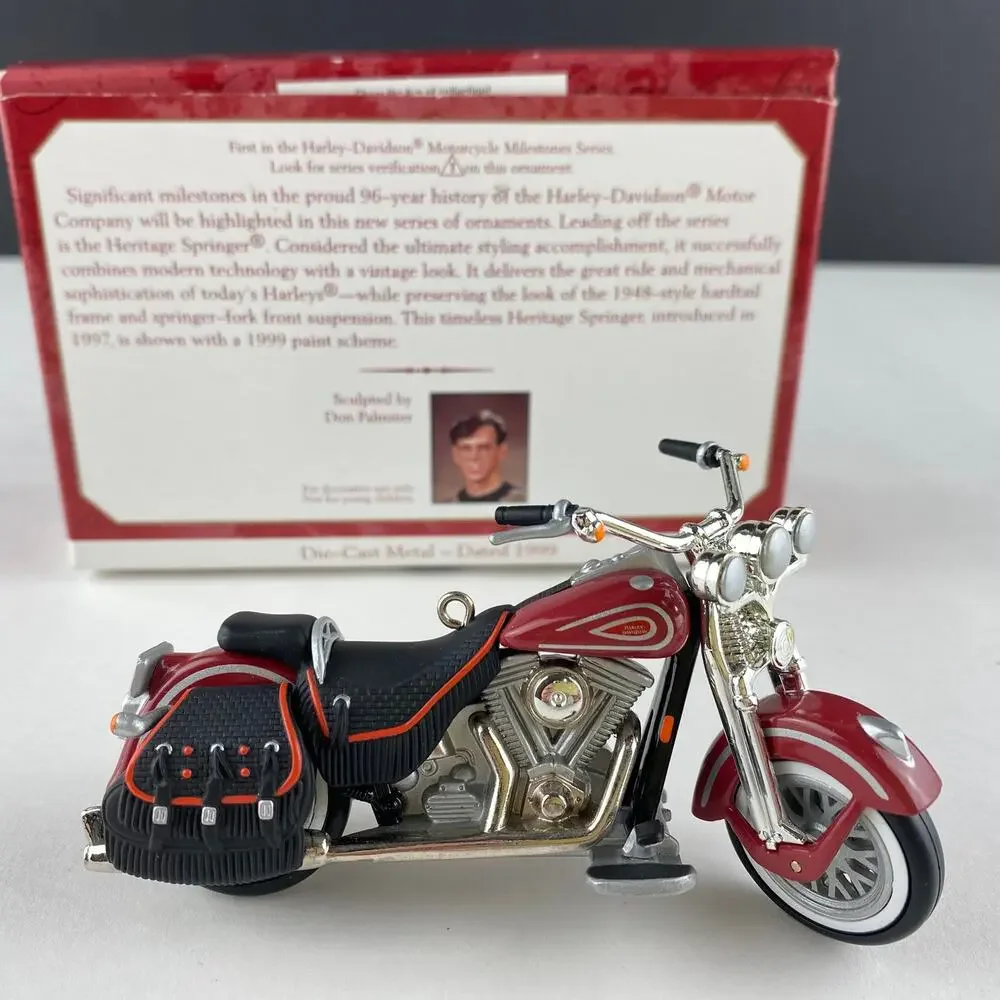 Vintage 1999 Hallmark Harley Davidson Heritage Springer Motorcycle Ornament #1